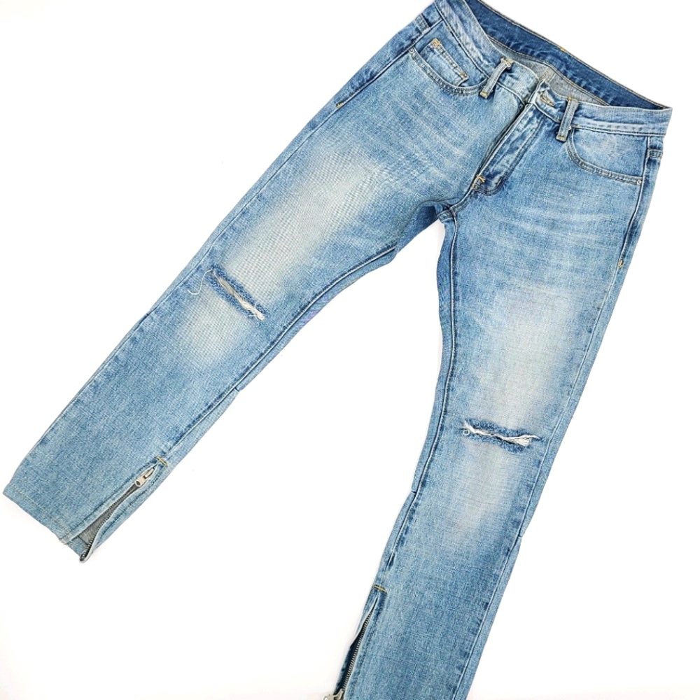 MNML Distressed Ankle Zipper Jeans